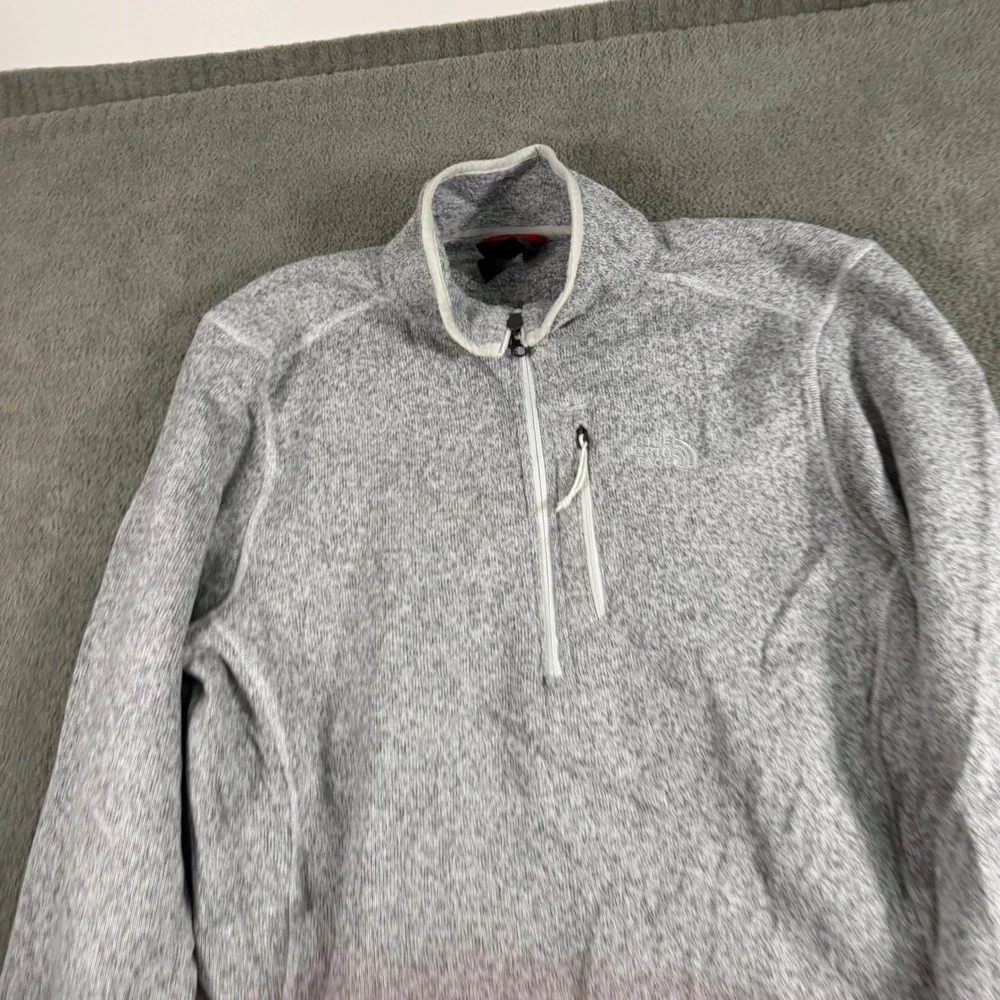 The North Face Mens Gordon Lyons Quarter Zip Fleece Pullover Gray Heather Large